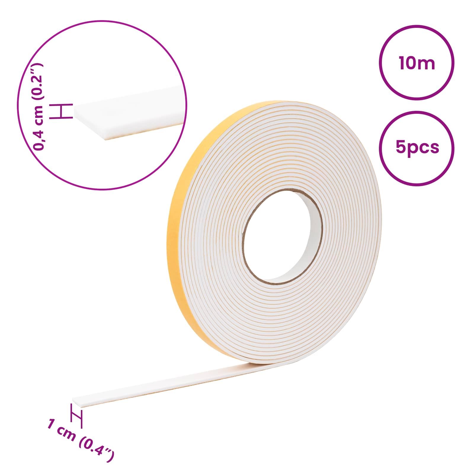 Cinta de sellado autoadhesiva de espuma CR, juego de 5 unidades, color blanco, 10 mm x 10 m, 4 mm de grosor, para puerta, ventana, pared, tubo sellado