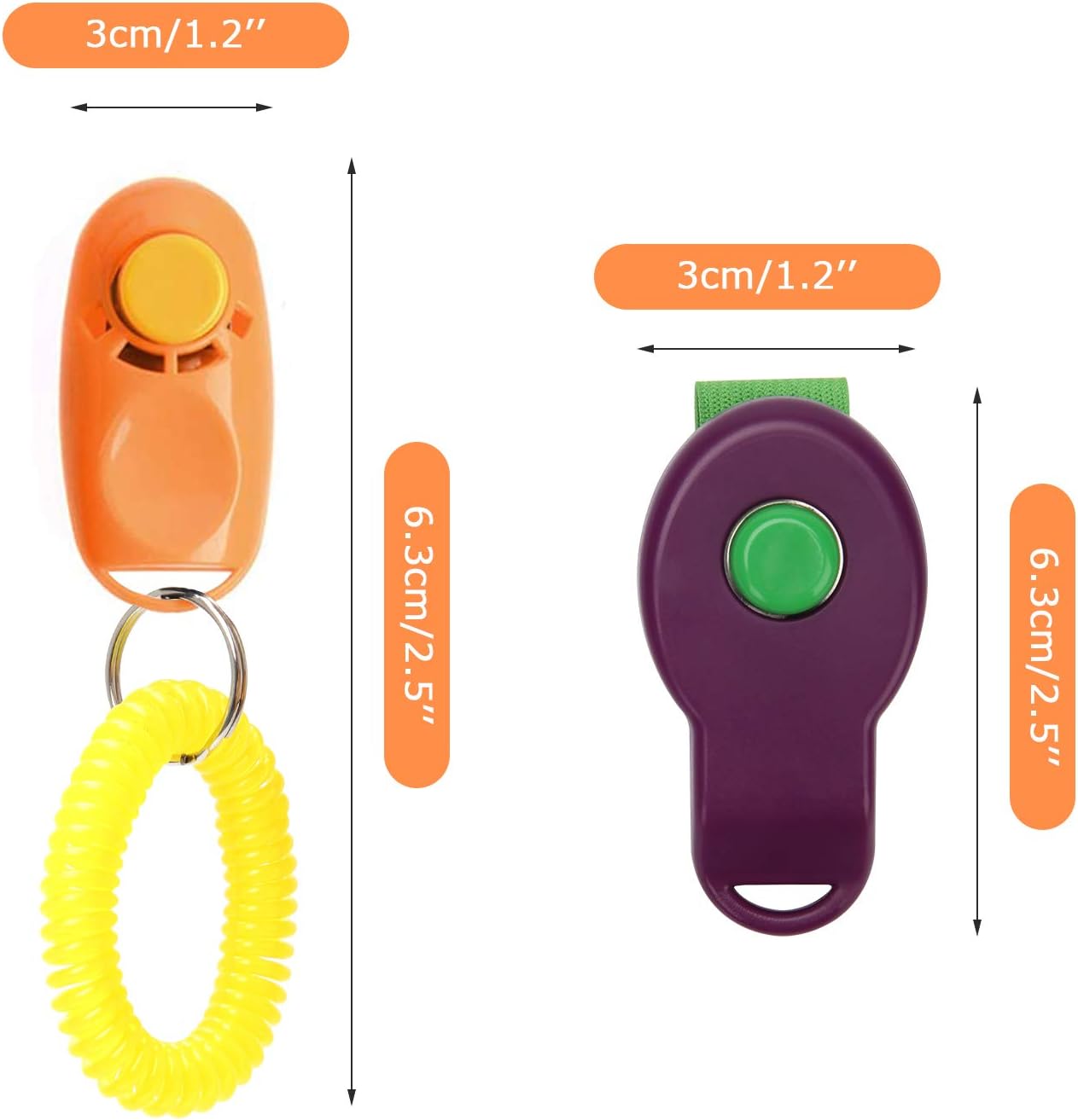 Coolrunner 5pcs 5 Color Universal Animal Pet Dog Training Clicker, Clik-R Dog Training Clicker, Assorted Color Dog Clickers for Pet Dog Training & Obedience Aid (B Pattern) : Pet Supplies