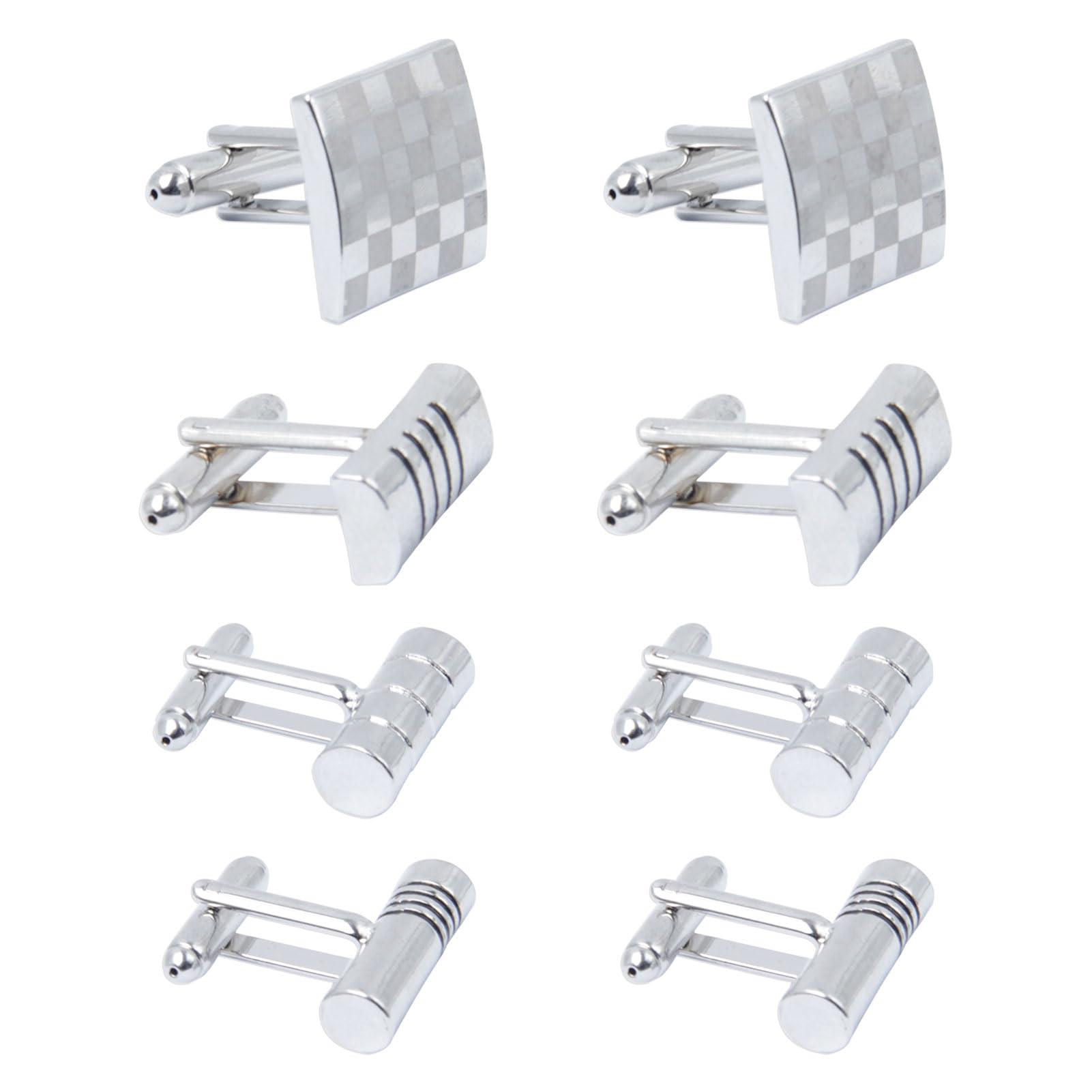 Keboyoe 4 Pares Gemelos Clásicos para Hombres Gemelos Hombre a Rayas Negras Gemelos de Moda para Hombres Gemelos Personalizados Gemelos Camisa para Boda,Cumpleaños,Negocios Camisa,Regalo de Graduación