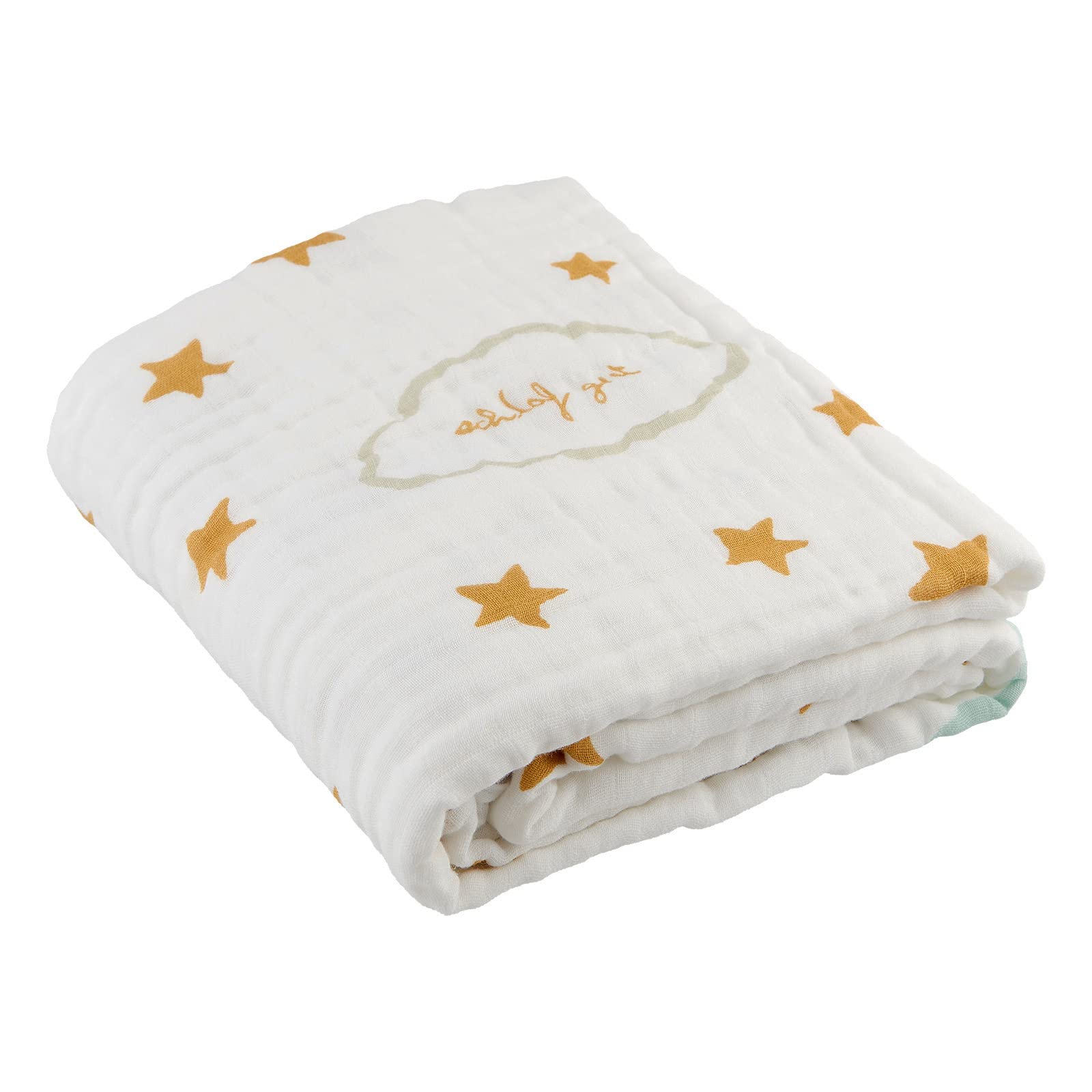 Mama Poppins | Wickeltuch mit süßem Schriftzug Träum Schön aus 100% Musselin Bio-Baumwolle. 2-lagig, extra weich und flauschig, 120x120 cm. Pucktuch, Stilltuch, Spucktuch und Kinderwagendecke.