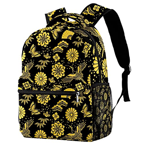 Mochila de grullas japonesas y polvo de oro para senderismo y viajes