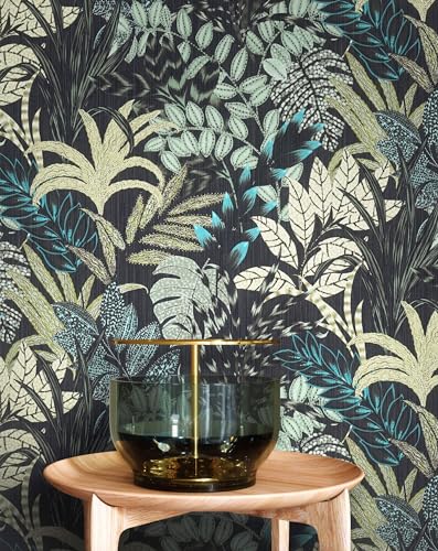 Newroom Tapete Blau Vliestapete Dschungel - Dschungeltapete Tropisch Bunt...