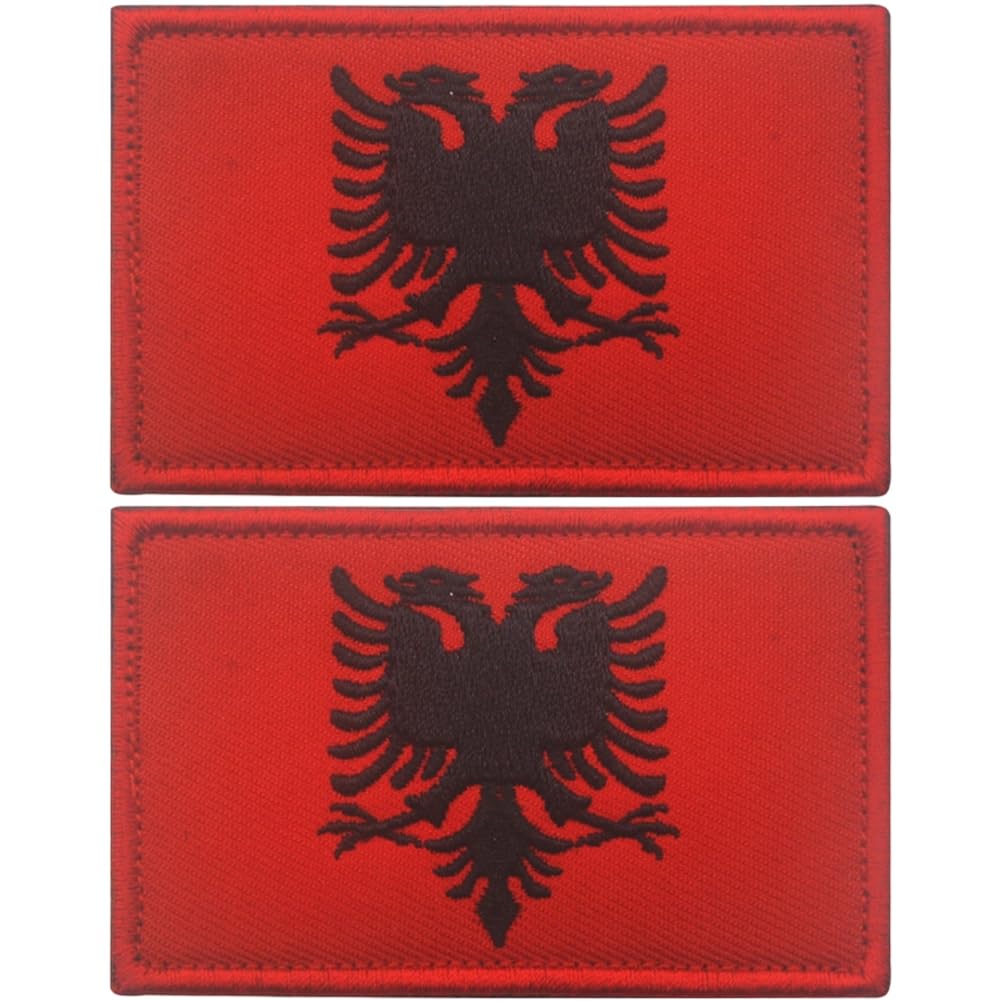Fituenly As Shown Albania Flag Patch Embroidered Applique Albanian Iron On Sew On National Emblem