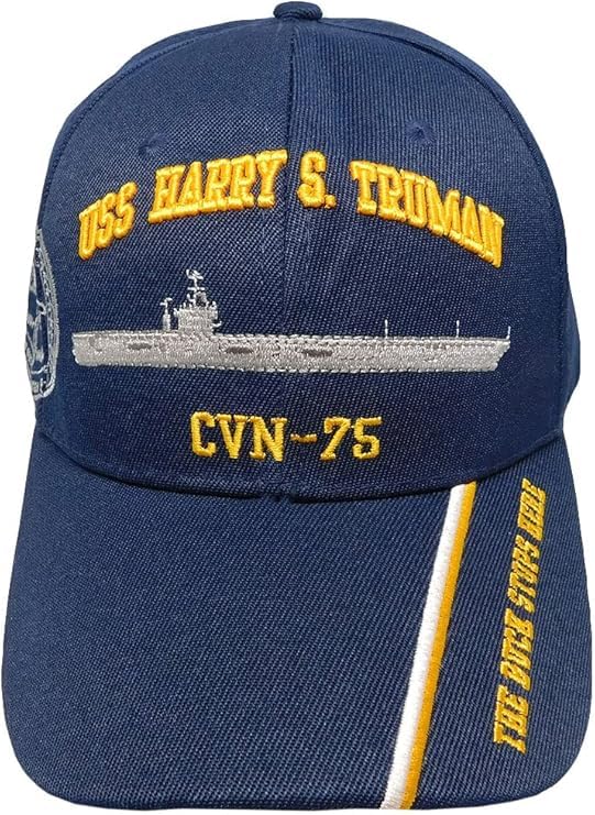 Flakita's Novelties United States USS Harry S. Truman CVN-75 The Buck Stops Here Shadow Acrylic Adjustable Embroidered Cap Hat Blue
