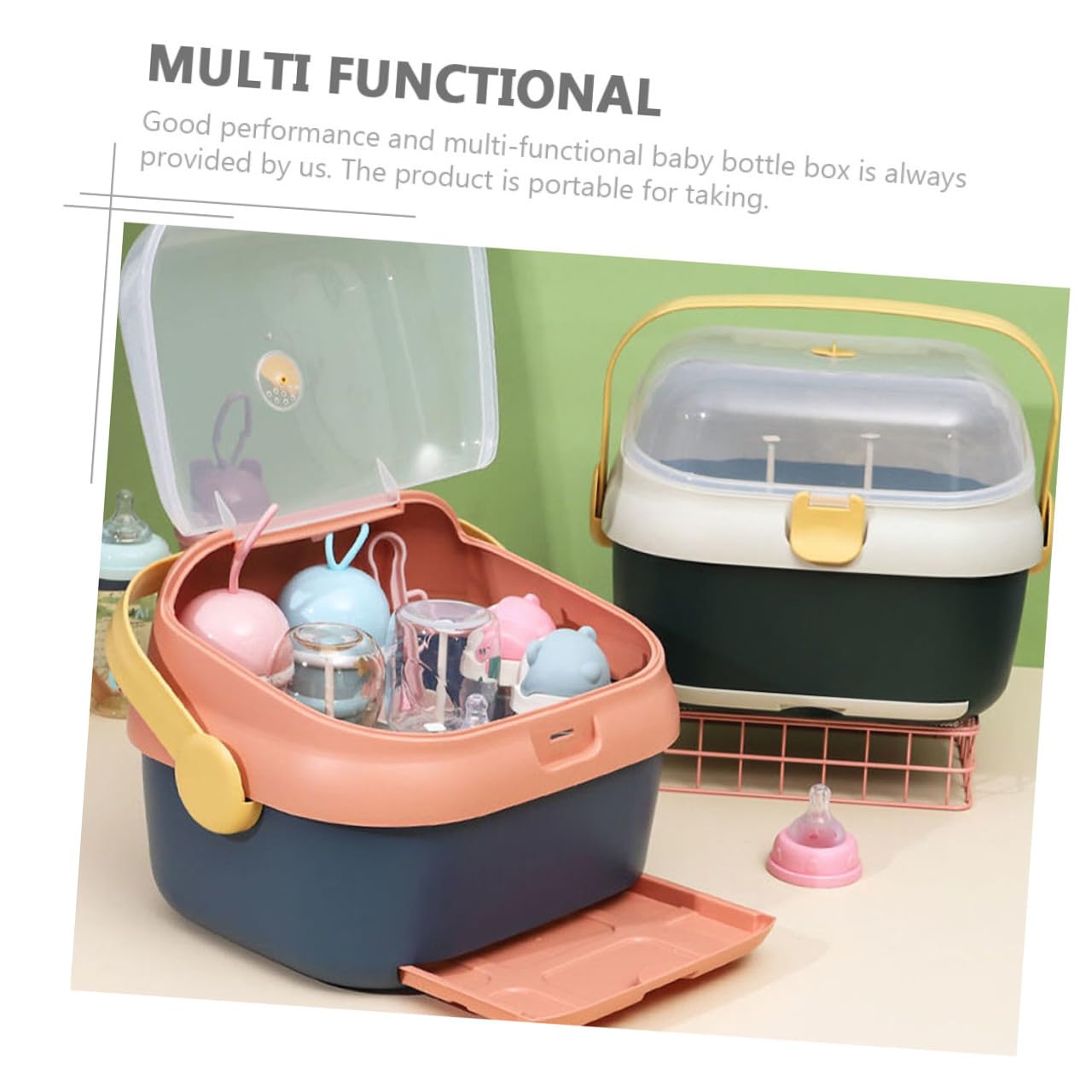 Babyflaschen Trockenaufbewahrungsbox aus Pp mit Deckel und Staubdichtem Design für Hygienische Lagerung und Schnelles Trocknen im Praktischen Aufbewahrungsszenario