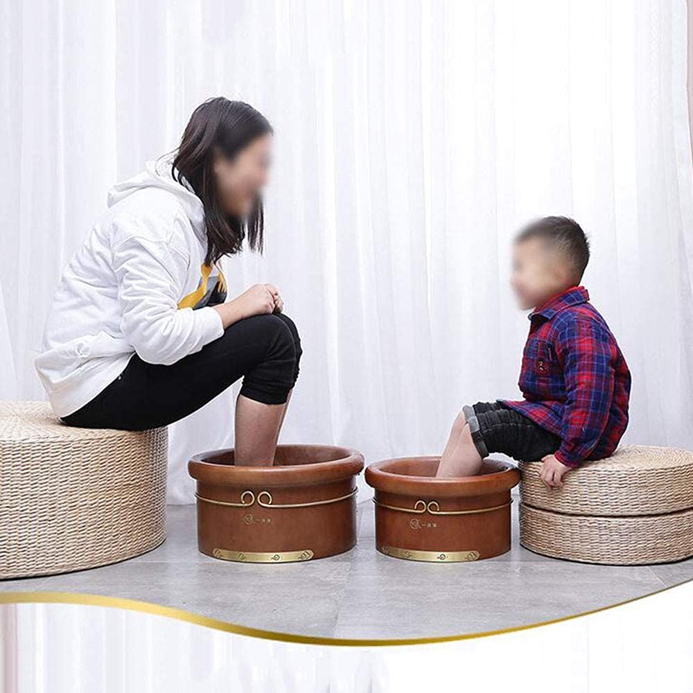 Wiadro do kąpieli z naturalnego drewna, drewniana miska do kąpieli do użytku domowego z pokrywką, beczka do kąpieli do stóp dla dorosłych dzieci, beczka do pedicure dla osób starszych, naturalna