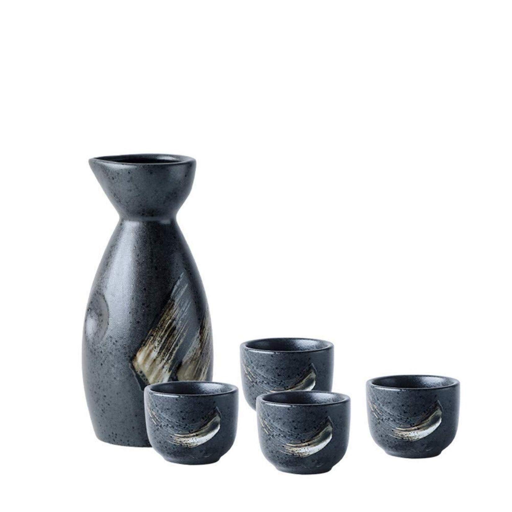 Ensemble de 5 Tasses à saké en Porcelaine peintes à la Main, Design Traditionnel, Tasses en céramique, Verres à vin artisanaux, adaptés au Lave-Vaisselle et au
