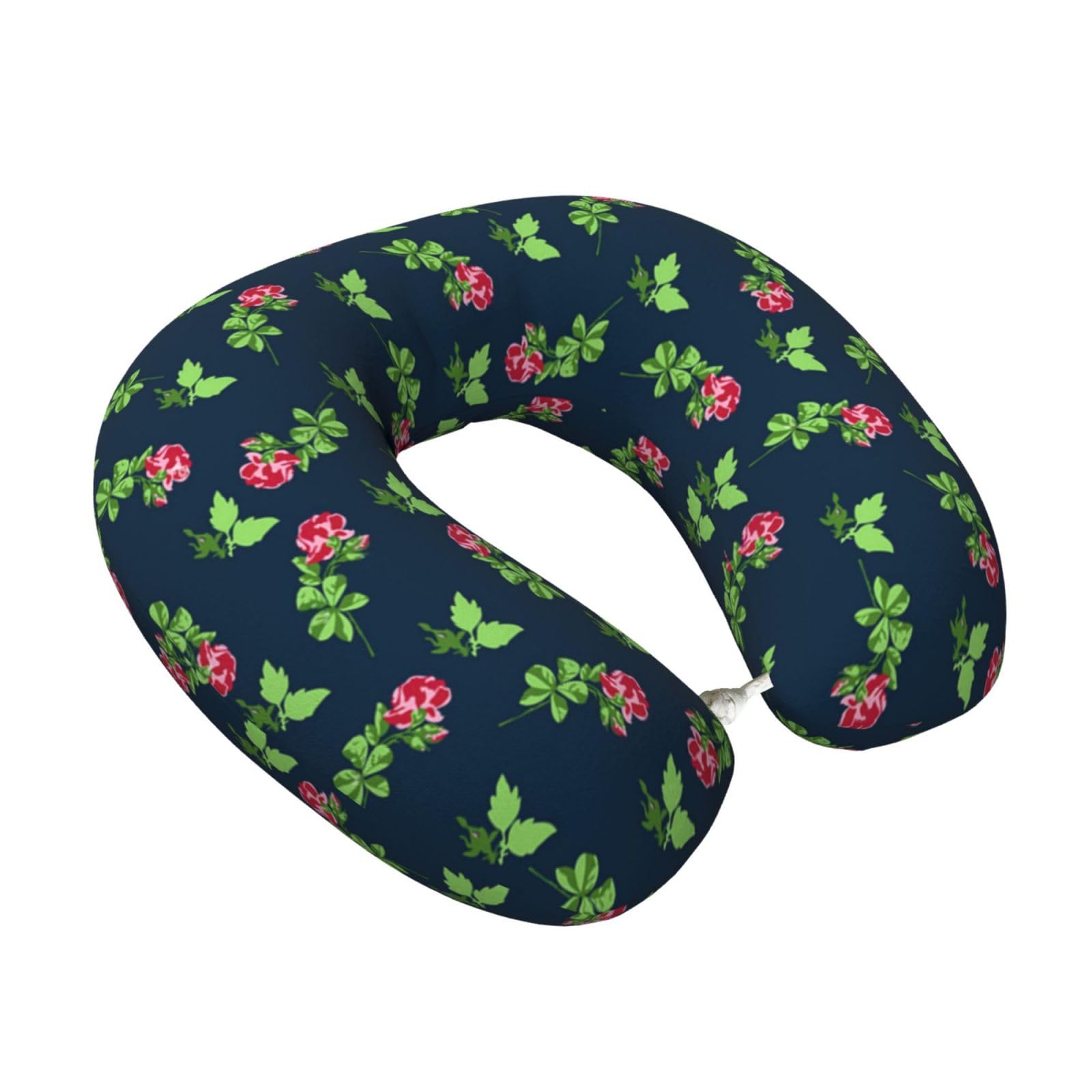 LKYMOH Branches With Flowers Roses, Travel Neck Pillow U-Shaped Memory Neck Support Soft Comfortable With Washable Cover For Airplane Car Traveling and Office