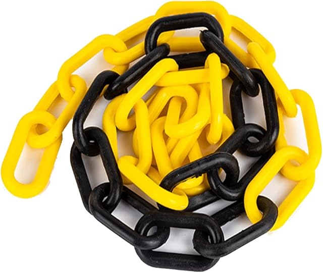 MACHSWON 5m x 6mm Plastic Chain Barrier Link Warning Safety Parking Space Plastic Chain for Decorative Garden Fence Assorted Colours(Yellow and Black)