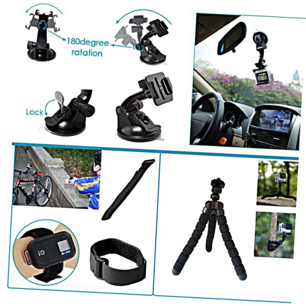 Uonlytech Accessoires pour Caméra Action Kit Complet avec Trépied Stick Flottant Et Support Ventouse Compatible Et Action
