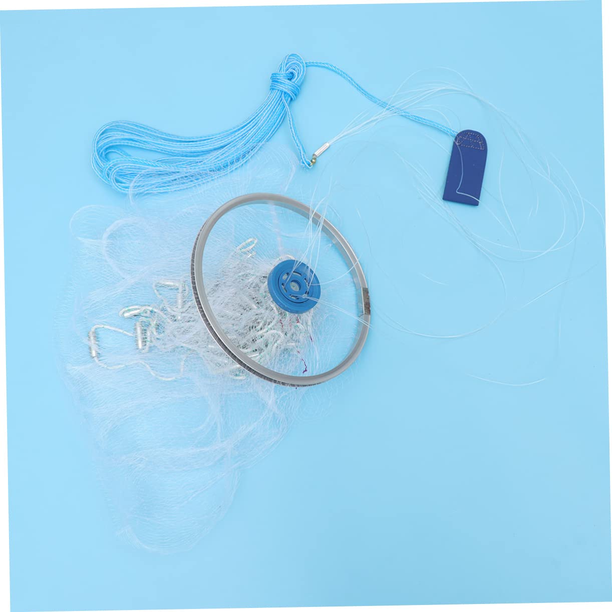 BESPORTBLE guadino da pesca portatile fishing net rete trappola a maglie lancio pieghevole dell'esca Blue