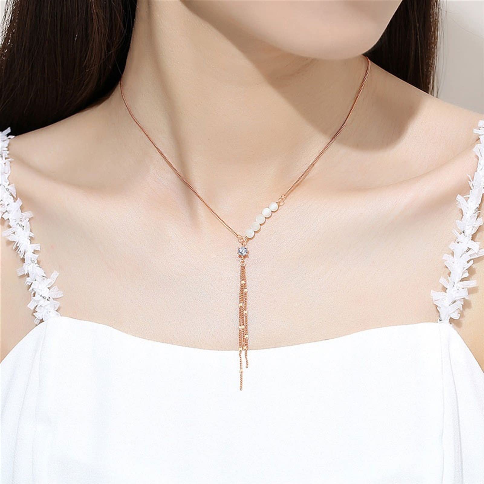 Gioielli da Donna Perline in Argento Sterling Nappa Nuova Moda Estiva Catene per clavicole Tagliente ed Elegante per Collana di Gioielli Fidanzata, Moglie, Mamma