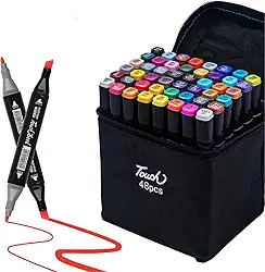 Caneta Marcador Para Colorir Desenho Profissional 36, 48, 60, 80 Cores Conjunto De Canetinhas Pontas Duplas Codificados por Cores Vivas para Desenho (48)