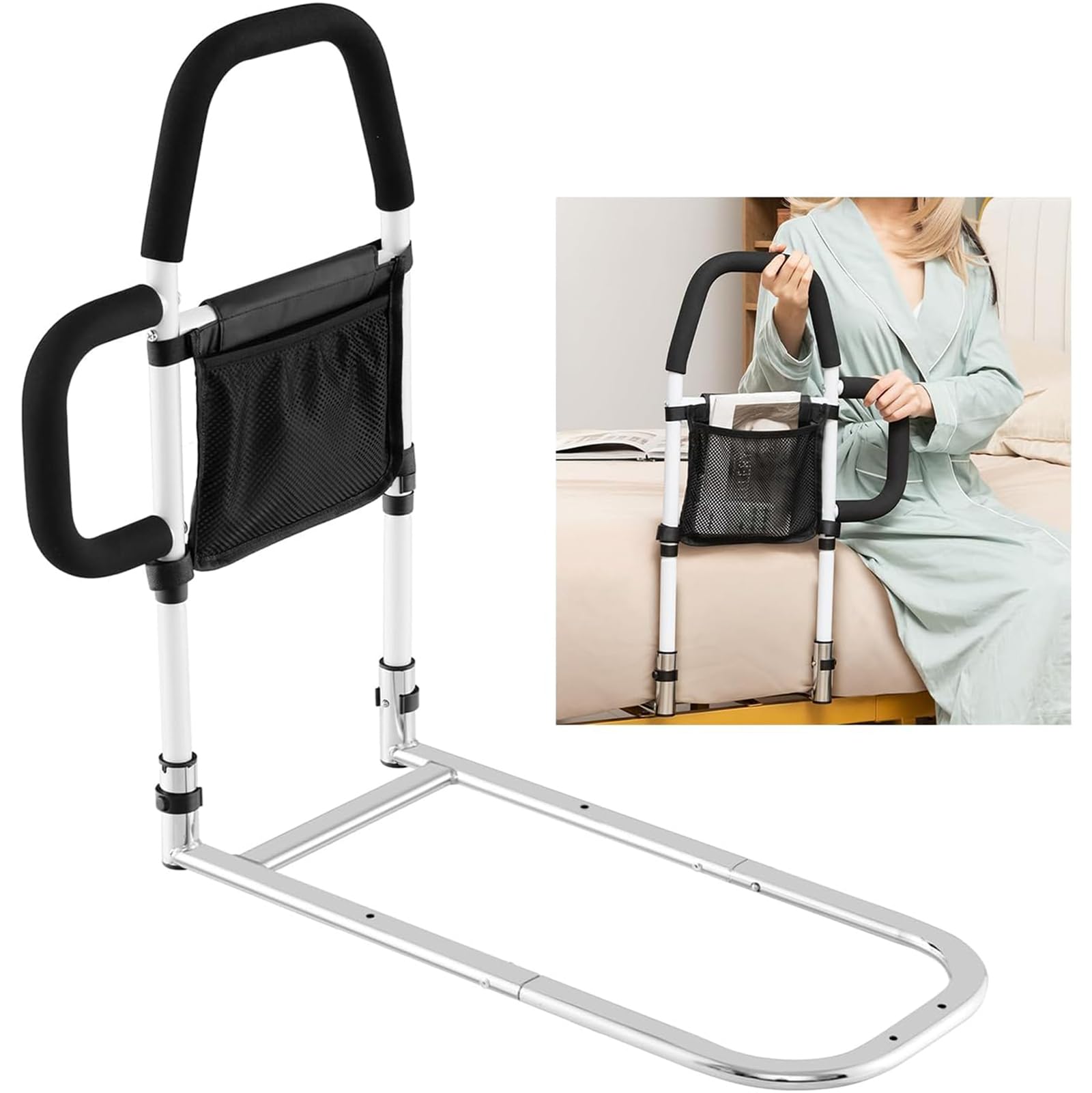 Sponda Letto per Anziani Sponda Letto Anticaduta per Anziani con Impugnatura E Cinghia di Fissaggio capacità di Carico 136 kg Ausili per La Mobilità per Anziani E Disabili,B