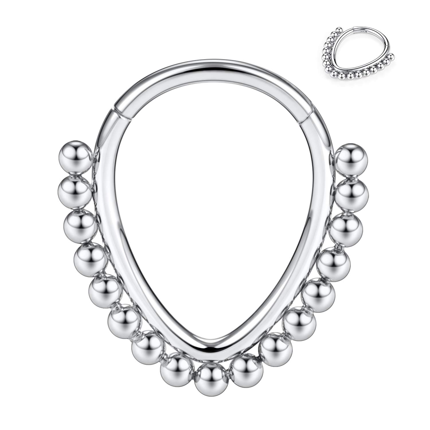 hengkaixuan Teardrop Daith Earrings Septum Jewellery Nose Hoop Ring Surgical Steel Daith Rook Tragus Piercing Jewellery Septum Clicker Ring Small Hoop Earring — view 19