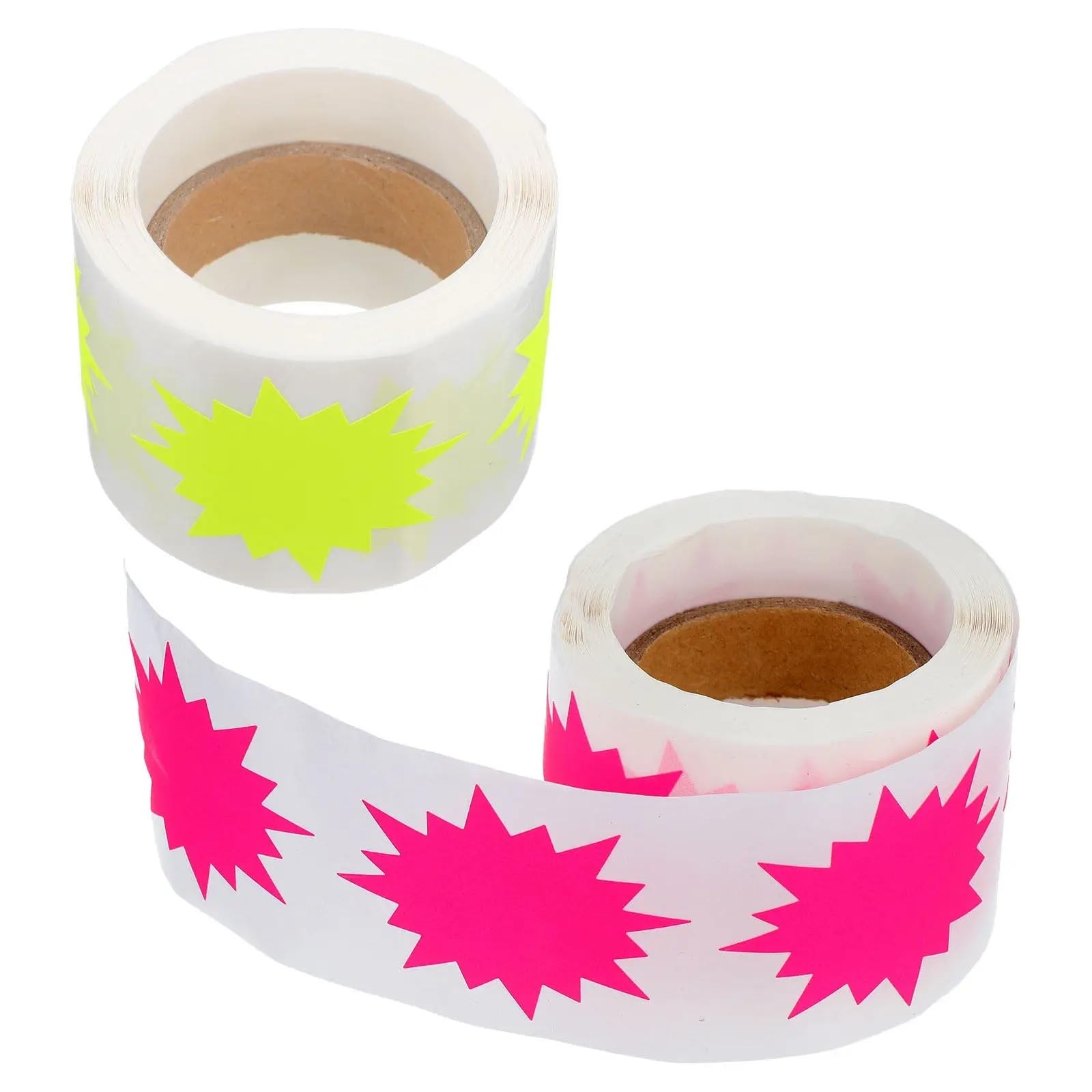 Preisaufkleber, 4 Rollen, 200 Stück/Rolle, Preisaufkleber, fluoreszierend, 5,1 cm, selbstklebend, helle Sternform, Etiketten, Einzelhandel, Schilder, Garage, Hof