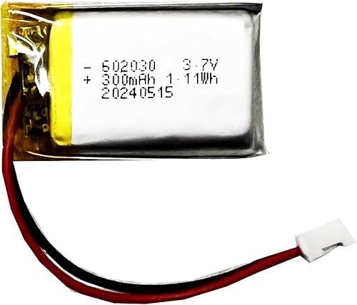 Miniatura 2 de 602030 Batería recargable de polímero de iones de litio con conector JST de 2 cables (300mah3.7v)