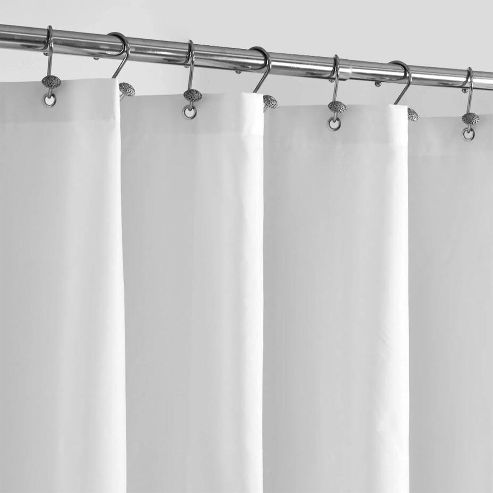 Rideau de douche imperméable anti-moisissure pour baignoire et douche en tissu lavable avec crochets 70 x 190 cm – Parfait pour la décoration de salle de bain Blanc