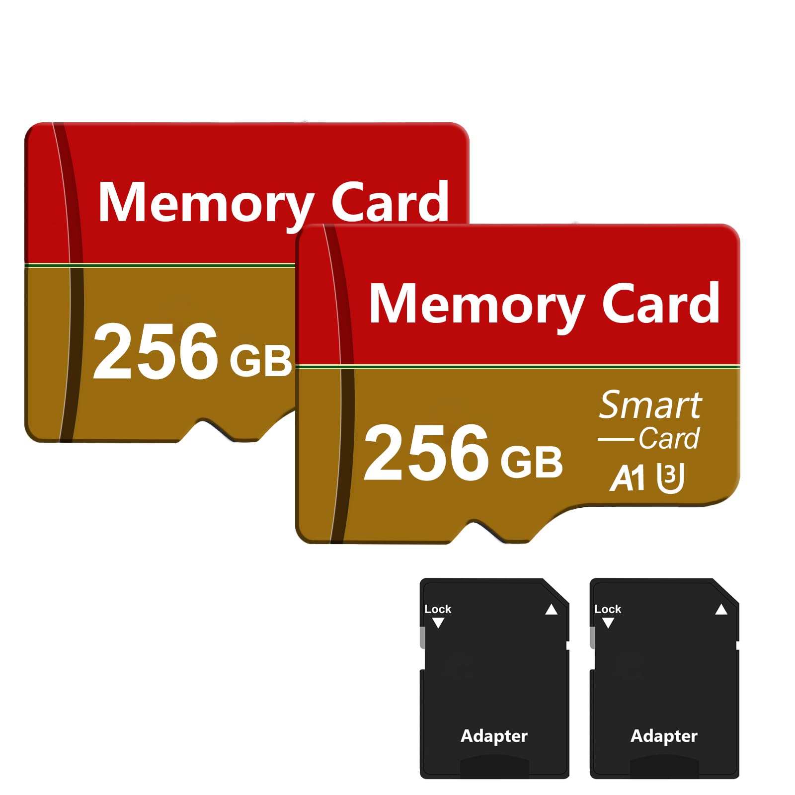 2Pack Memory Card 256GB with Adapter, High Speed SD Card,Memory card Full HD,TF Card For smartphones, Tablets,Digital Camera Tablet and Drone (2Pack-256GB)