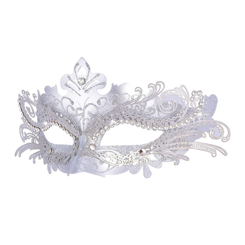 Hoshin Maschera per ballo in maschera, per martedì grasso, maschera veneziana da donna (argento)