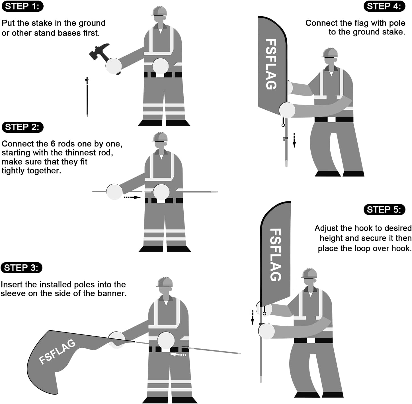 Checkered Feather Flags Banner, Checkered Swooper Flags with Poles and Ground Stake, 8FT Checkered Feather Flags Sign for Outside Business (Black and White)