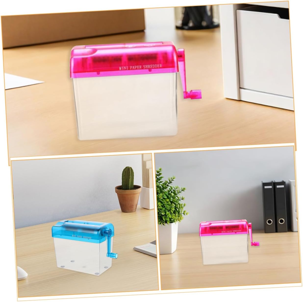 CALLARON 2pcs Manual Paper Shredder Hand Crank Desktop Shredders for Home Office A6 Document Crosscut Portable Paper Shredding Machine