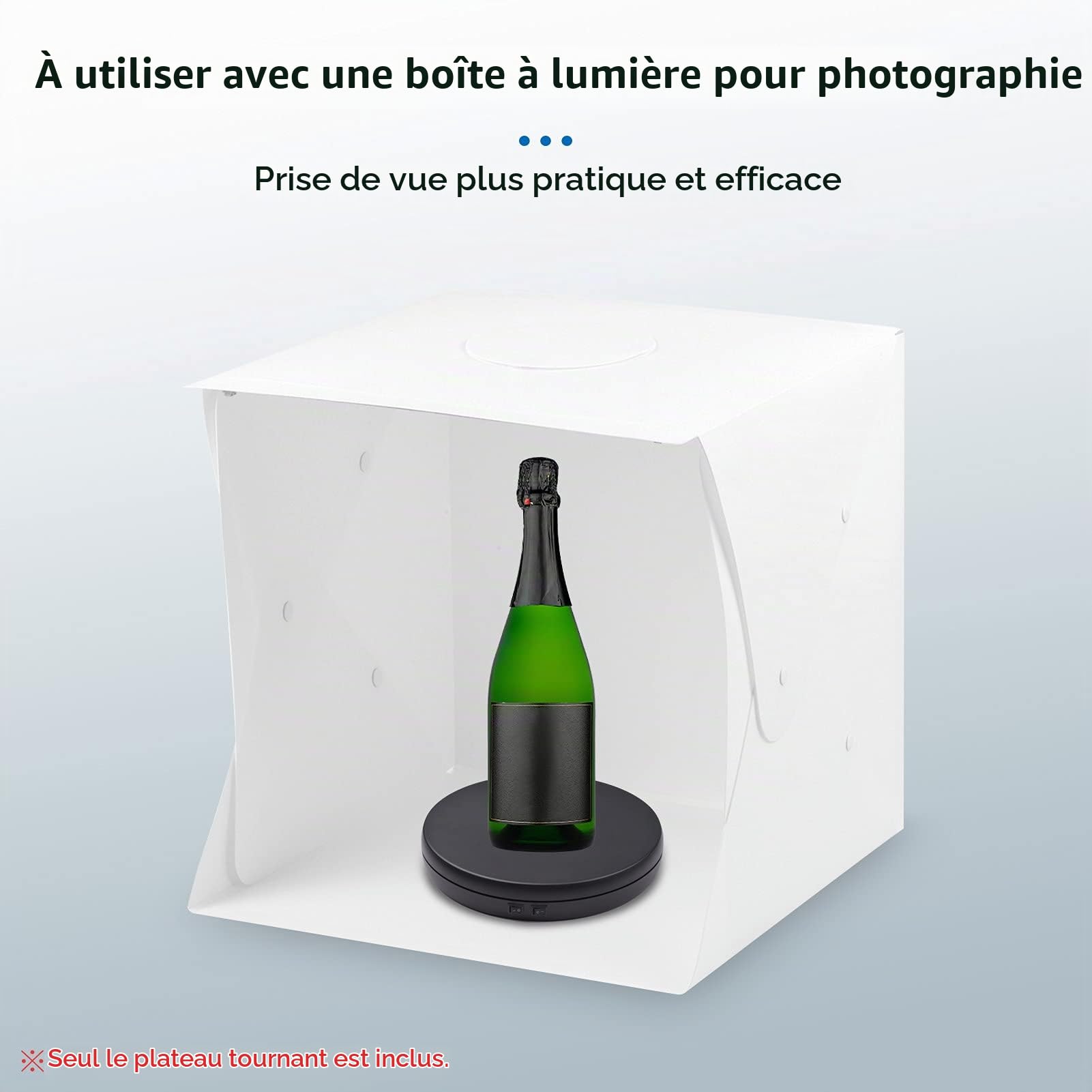 Andoer Socle Rotatif électrique, Plateau tournant électrique à 360°, Plateau tournant pour la Photographie, présentoir Rotatif avec éclairage LED pour Produits, Bijoux, Montres