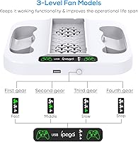 Vista 3 de Soporte de refrigeración vertical mejorado con ventilador de refrigeración de succión y estación de carga de doble controlador para Xbox Series S
