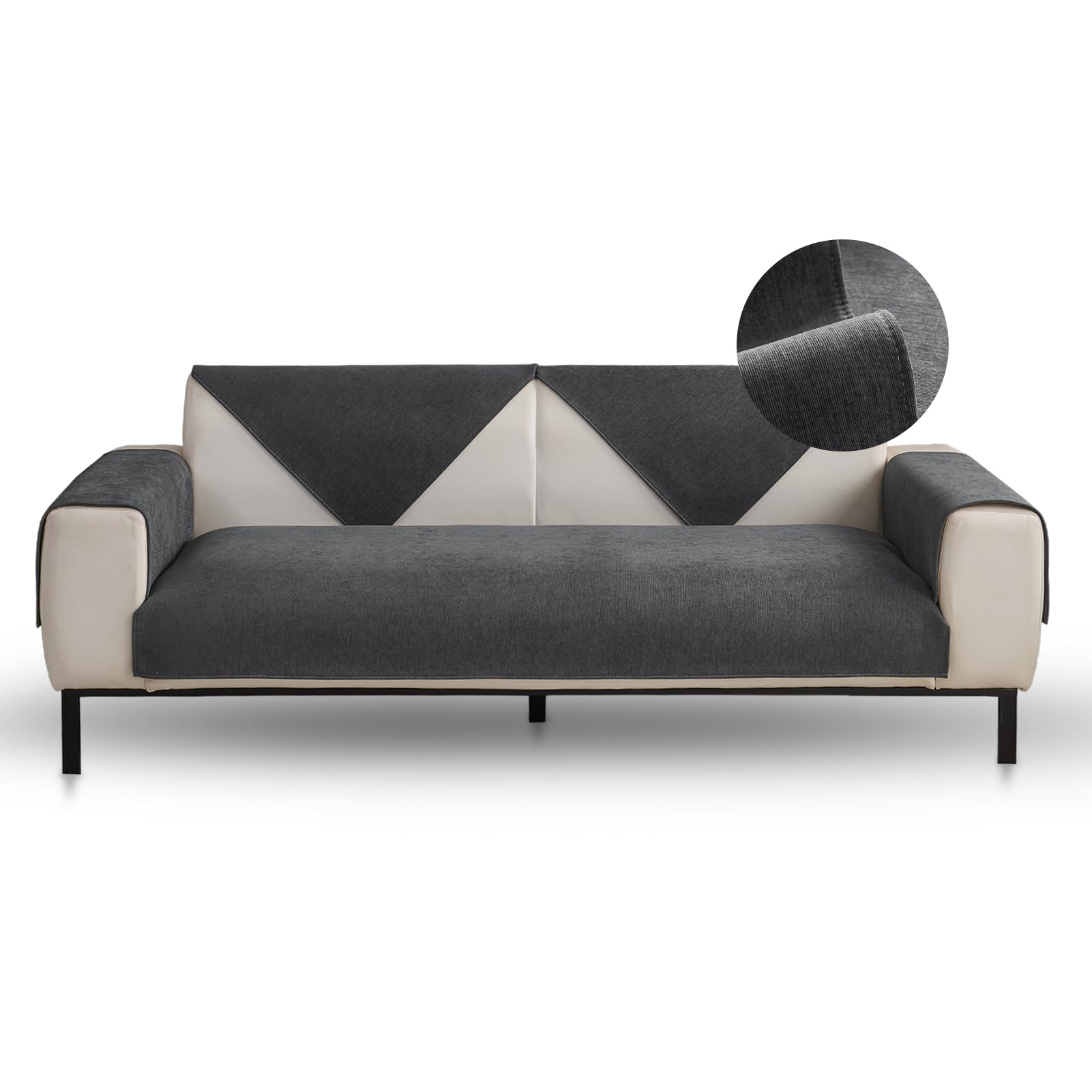 LIYGAOF Sofa Cover Chenille Non-Slip Couch Slipcovers Dark gray 90 * 90cm