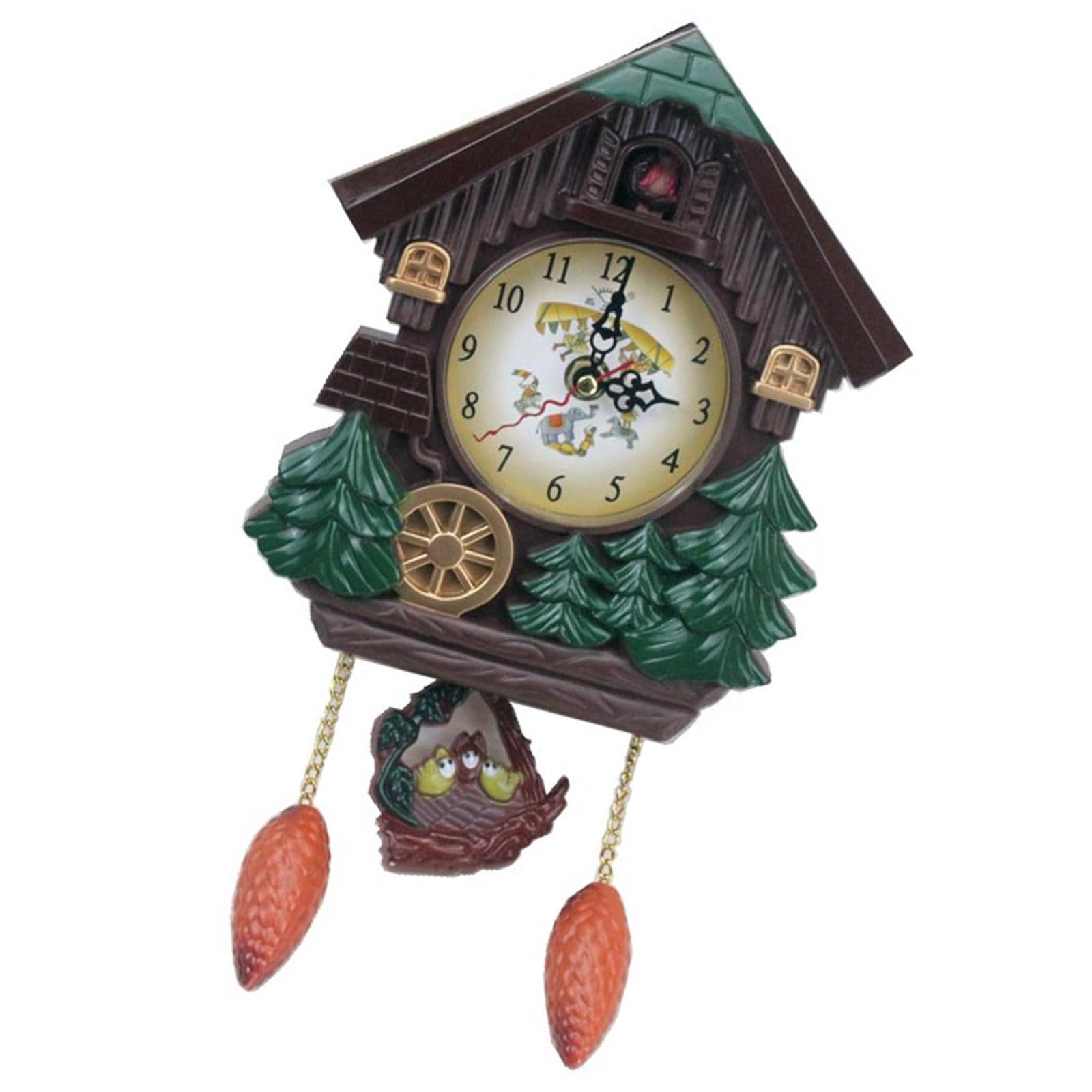 Msioytog Bird House Shape Wall Cuckoos Pendulums Clock Battery Operated Ideal for Home Decors Wall Mount Pendulums Clock