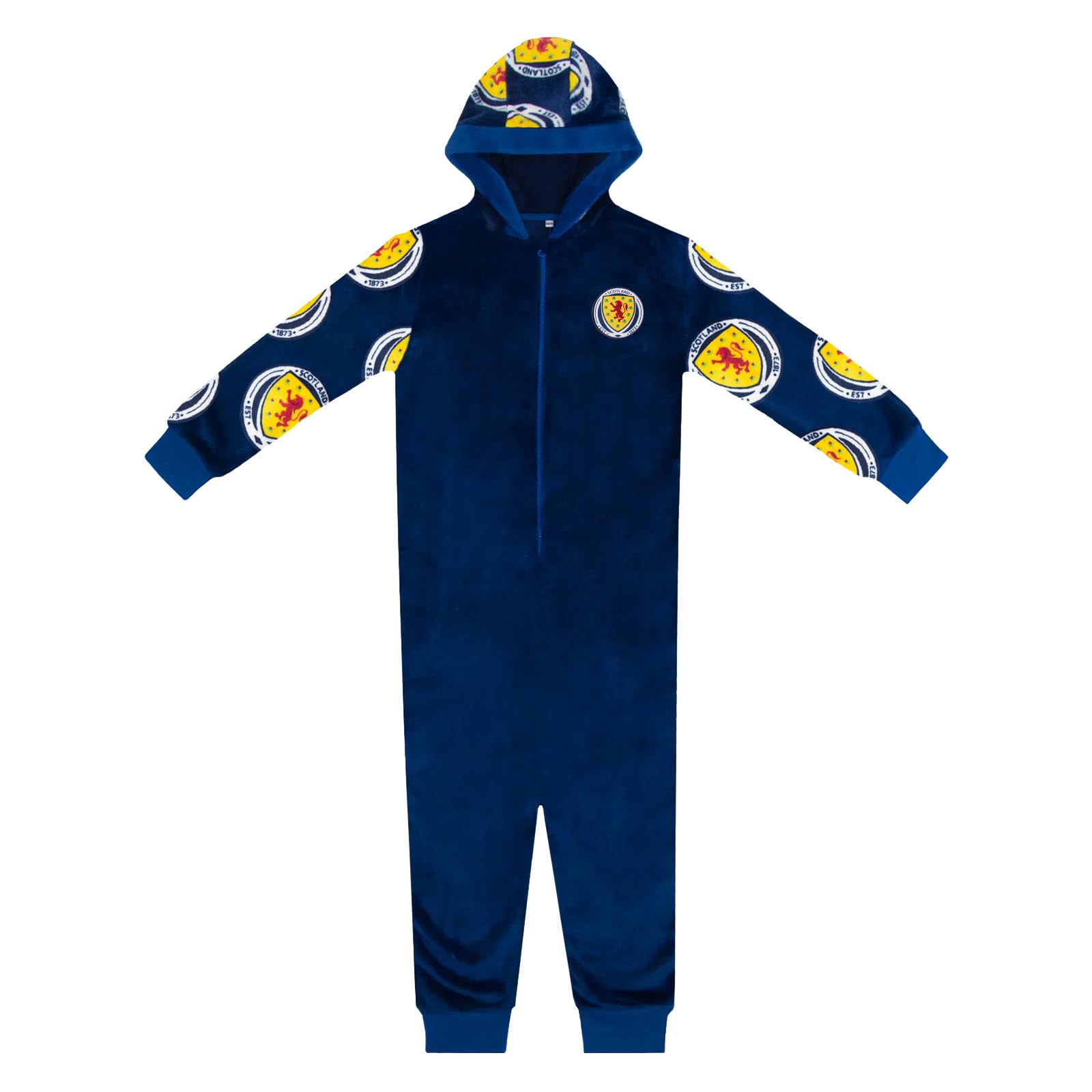 Scottish FA Scotland Official Football Gift Kids Fleece Hooded All-In-One Navy 10-11 Years