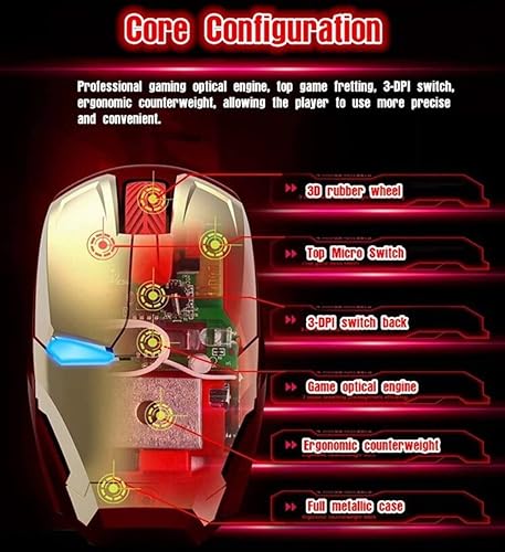 Miniatura 2 de Iron Man Mouse inalámbrico 2.4G Computadora móvil portátil Clic Ratones ópticos silenciosos con receptor USB para computadora portátil, portátil,