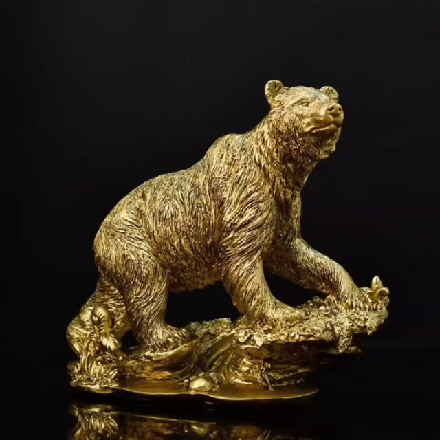 Estatua de oso dorado 7.5in para decoración de hogar miniatura 6