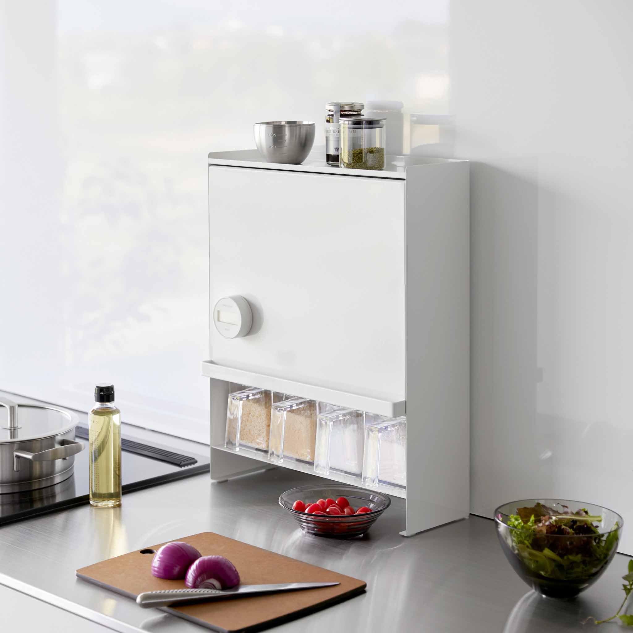 YAMAZAKI 2009 TOWER 3Tiered Seasoning Rack, white, Steel/POM Resin, 38 x 16.3 x 49.2 cm