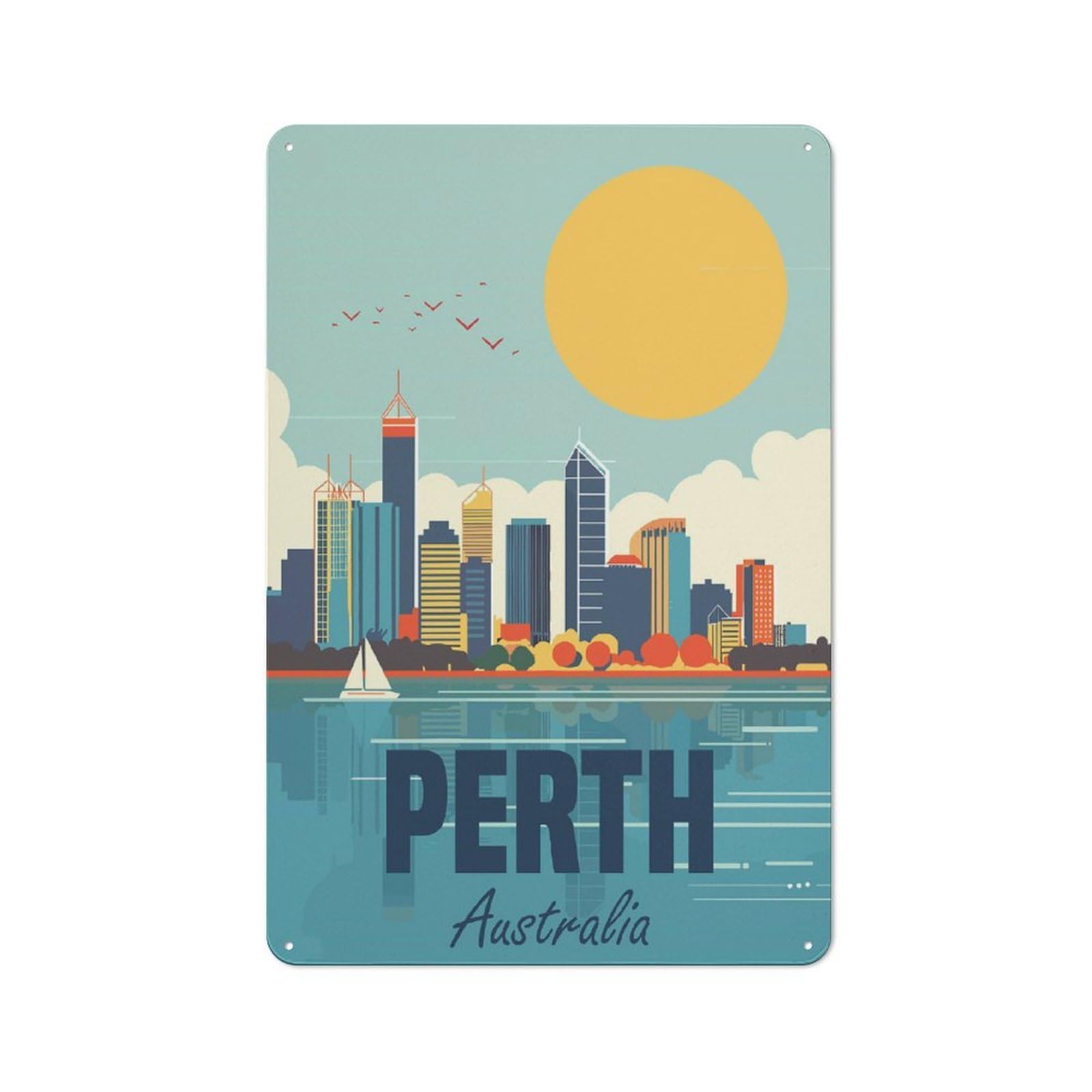 Junmoney Perth Australia Metal Wall Sign 30X20cm Featuring For Garage Or Workshop, Suited To Diy Enthusiasts