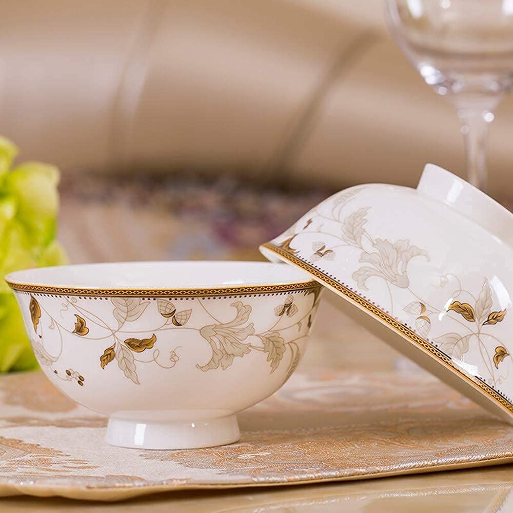 Zestaw naczyń, zastawa stołowa na uroczystości rodzinne, hotelowe restauracje, zestawy zastawy stołowe z porcelany, miski, talerze obiadowe/garnki/spodki, złote wykończenie