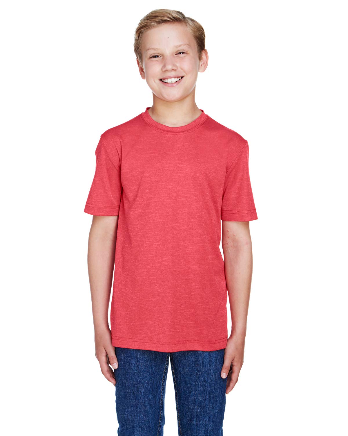 Team 365 Youth Sonic Heather Performance T-Shirt XL SP RED HEATHER