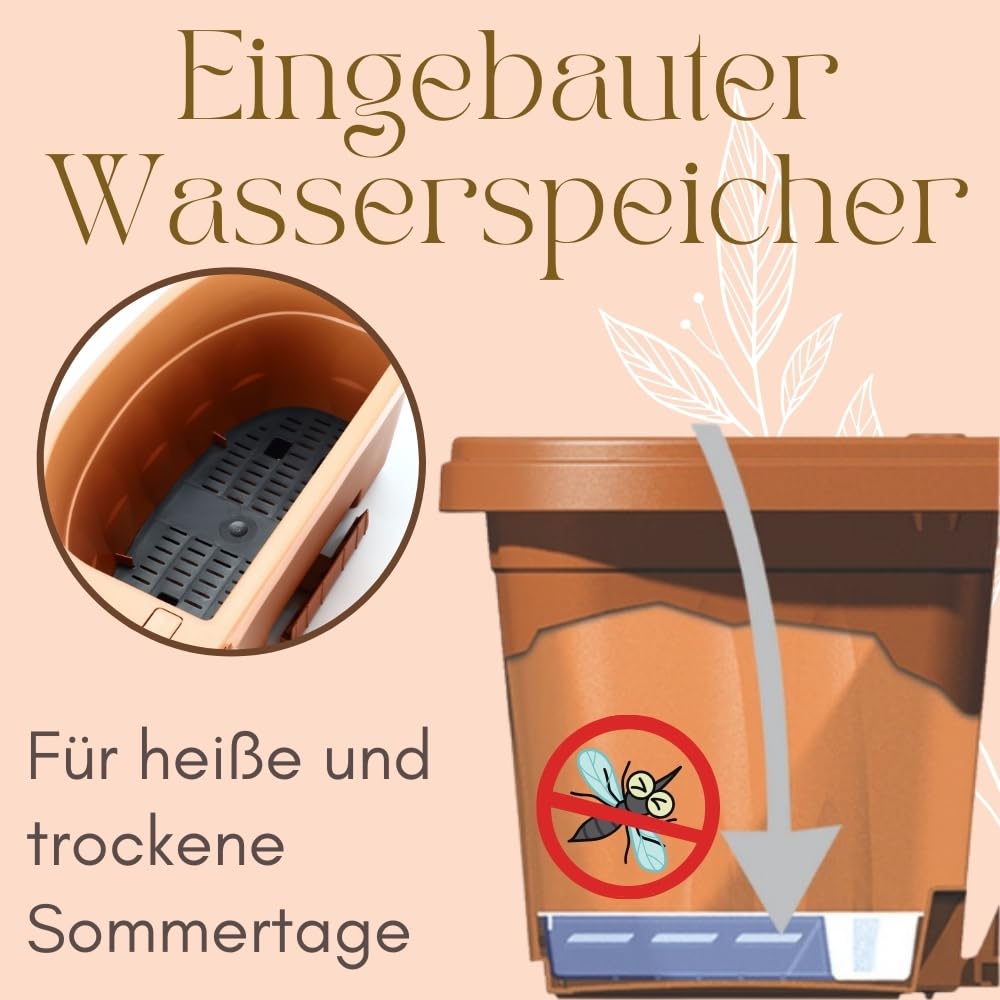 GarPet Blumenkasten Balkon Beidseitiger Balkonkasten mit Halterung Blumenkasten mit Wasserspeicher Pflanzkasten für Geländer Geländerkasten ohne Bohren Terracotta 50 cm
