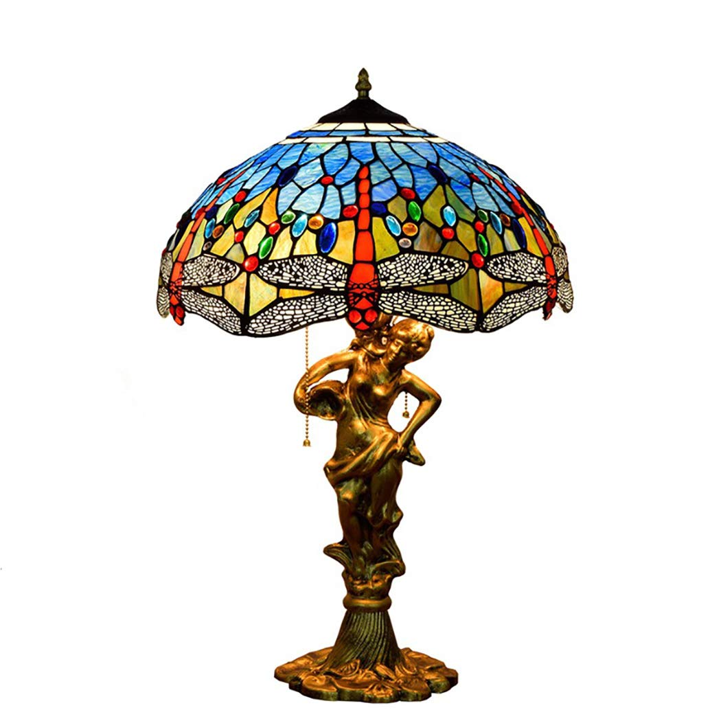 Lampki nocne, Lampa stołowa nocna, biurko, kryształowy klosz ze szkła ważka z podstawą stopu do salonu i gabinetu, E27