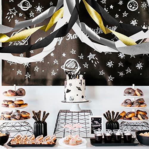 Yssai Crepe Paper Streamers 8 Rolls 656Ft Tassels Streamer Silver White Black And Gold Party Streamers Garland Hanging Backdrops Decorations For Birthday Wedding Graduation Baby Shower Party Decor #TOP6
