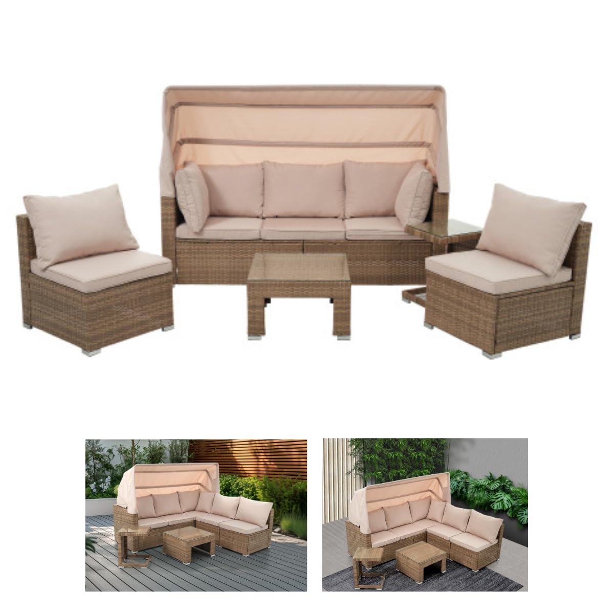 ガーデンファニチャー 4点 収納付き ガーデン クッション付き ラタン調 ソファ ガーデンファニチャー 4点 収納付き ガーデン クッション付き