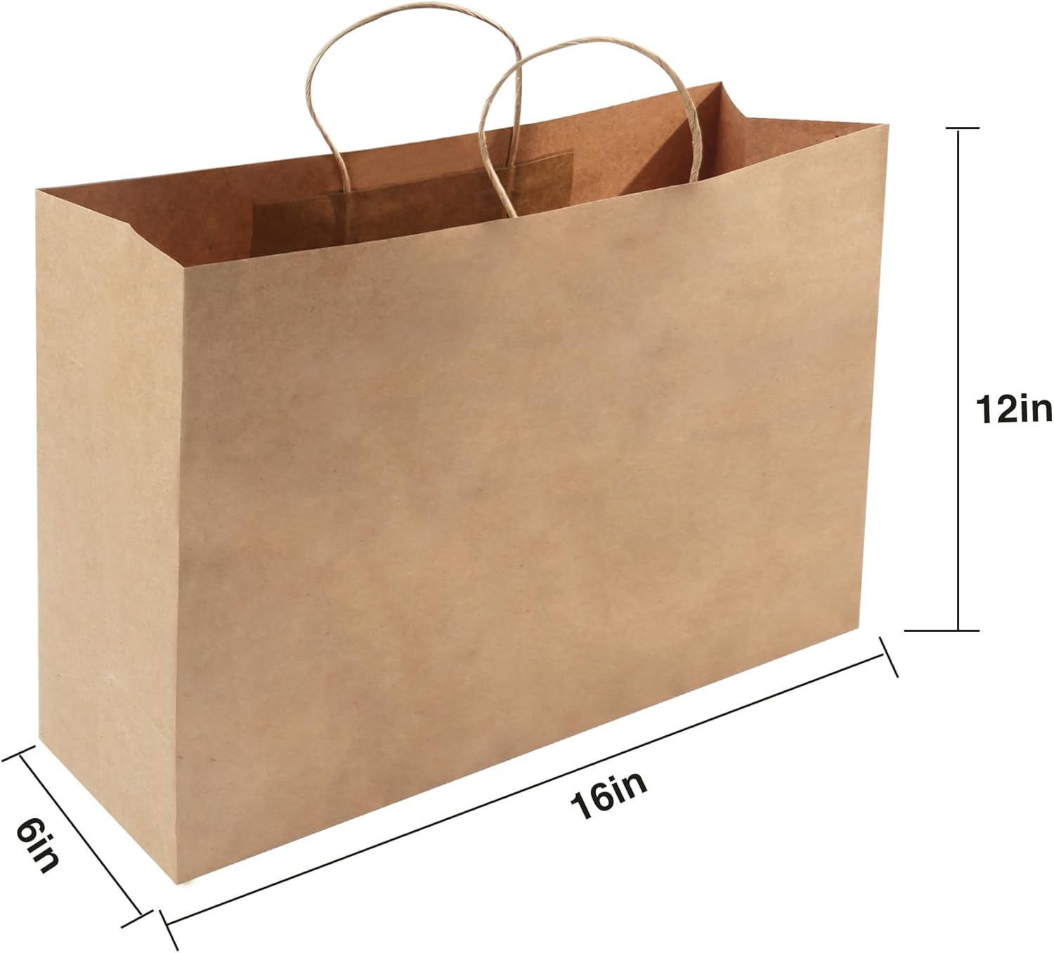 HAPPY CHEERS Kraft Paper Gift Bags, 50 Pack Large Paper Bags with Handles, 16x6x12 Inches, Brown
