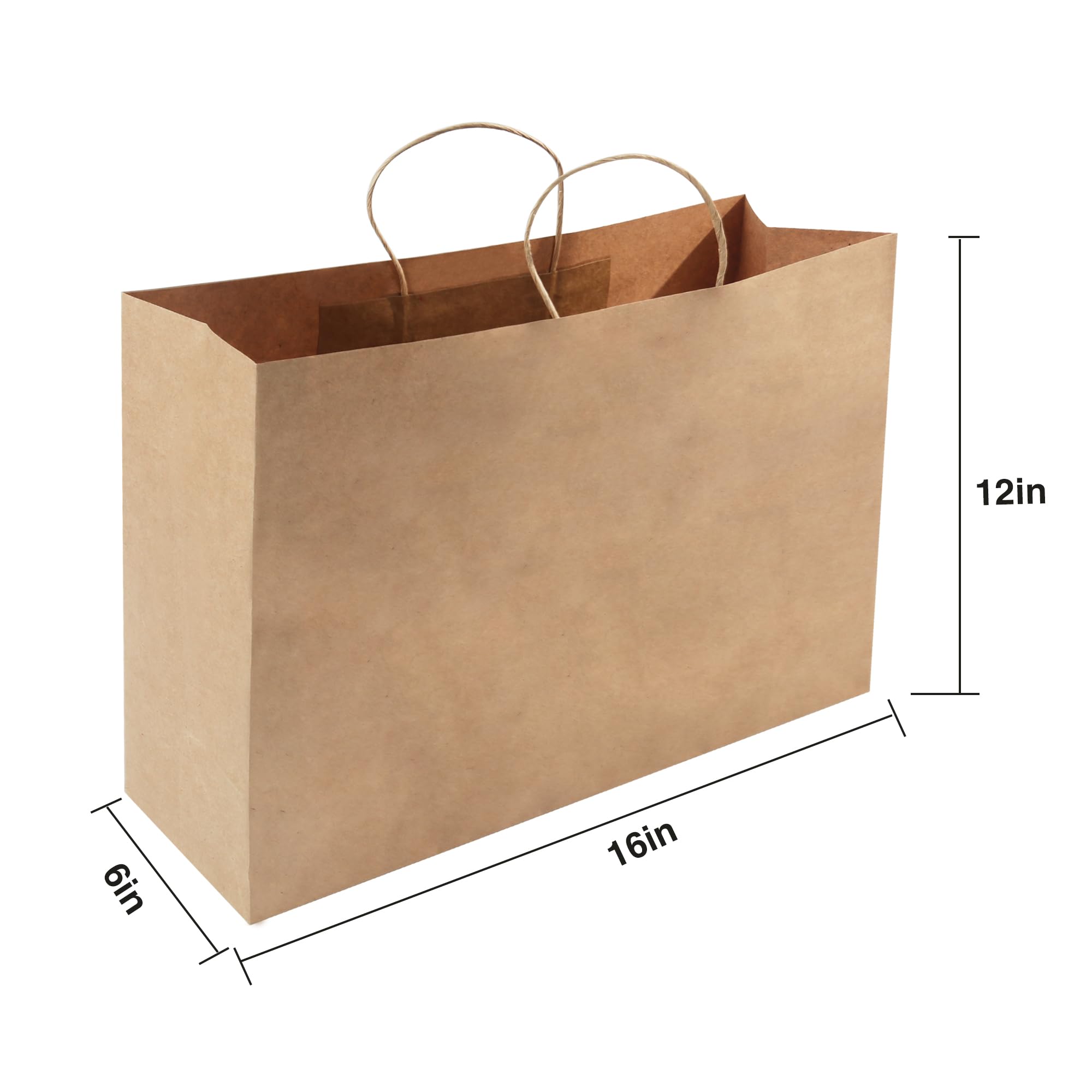 HAPPY CHEERS Kraft Paper Gift Bags,50 BSL1 Pack Large Paper Bags With Handles 16x6x12 Inches Thick Large Paper Shopping Bags For Boutique Brown - View #6