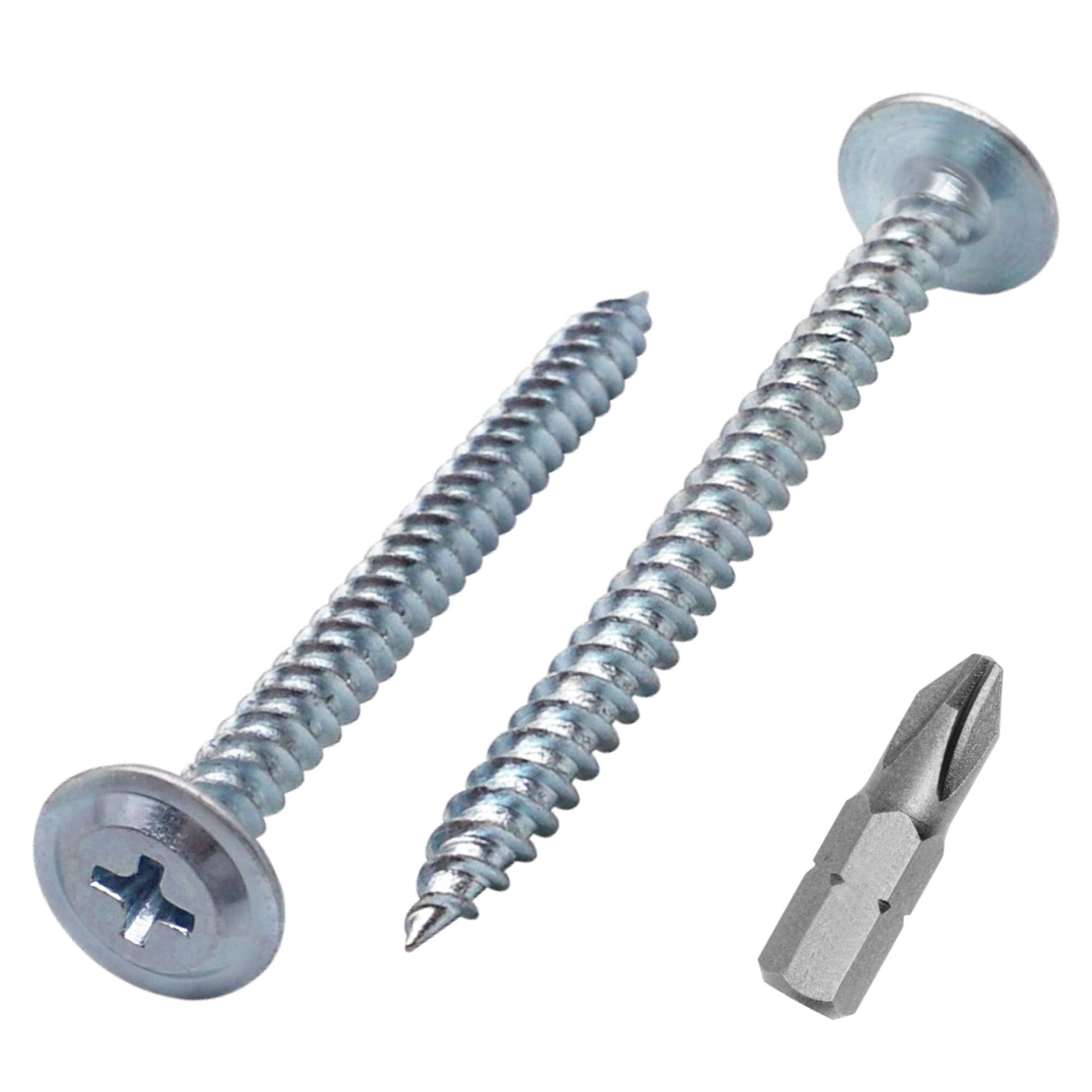 Skir'co (100 Pcs) Zinc Plated Steel Screws 4.2 X 50 Mm, Self Tapping Wood Screws, Metal Screw, Ph Modified Truss Head