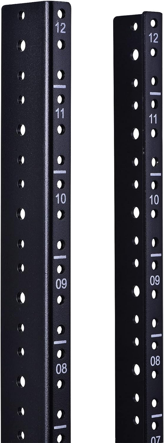 RackPath 12U Vertical Server Rack Rail Pair Kit, DIY Rack Build, 12-24 Screws x48