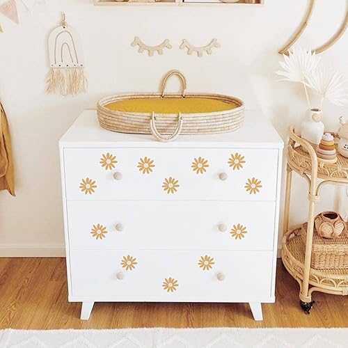 Miniatura 3 de QUCHENG Calcomanías de pared de margaritas bohemias para dormitorio de niñas, calcomanías florales removibles, decoración de habitación de niños,