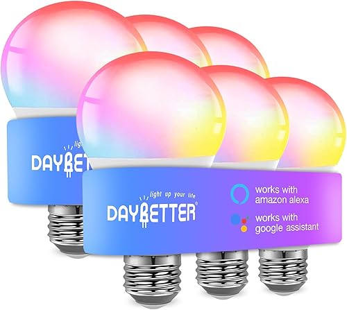 Miniatura 13 de DAYBETTER Bombillas inteligentes, RGBCW WiFi que cambia de color, bombilla inteligente compatible con Alexa y Google Assistant, A19 E26 9W 800LM luz