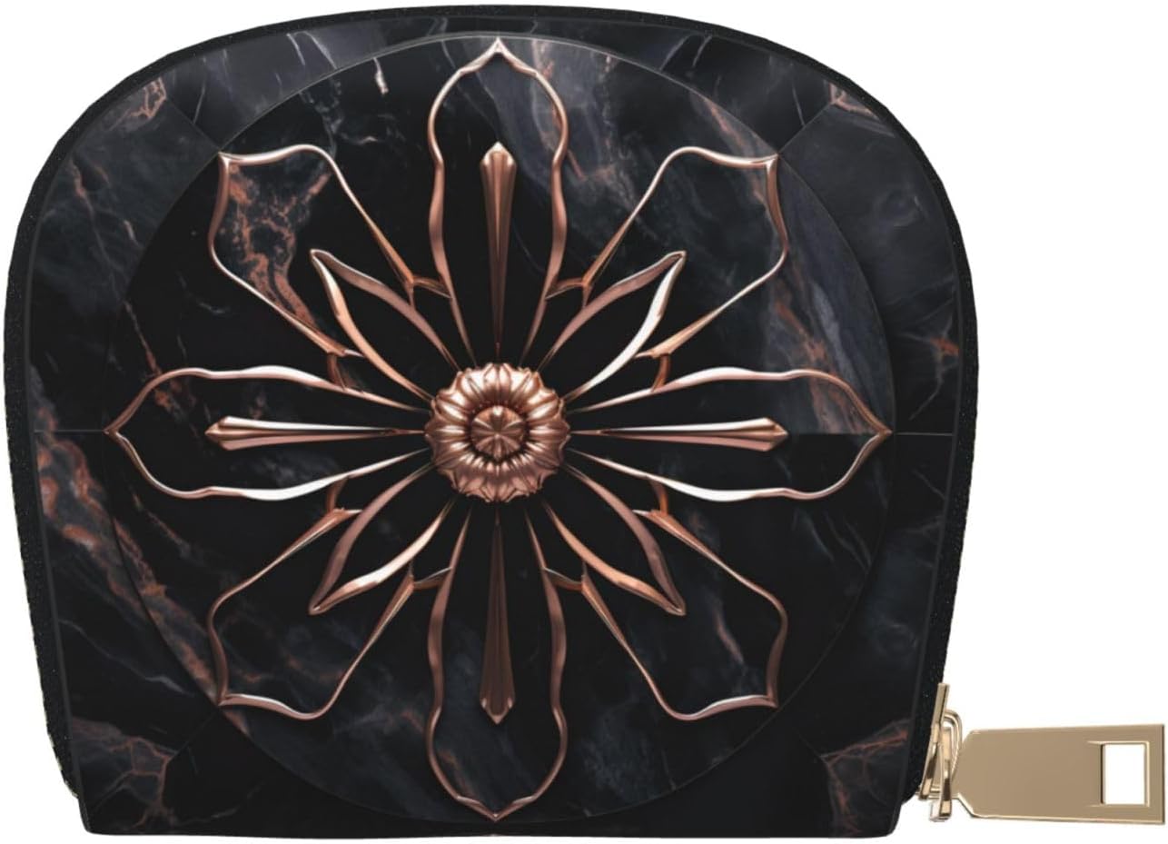 Black rose gold Marble1 print Wallet Credit Cards Holder Business Card Case for Men Women Compact Size for Adults