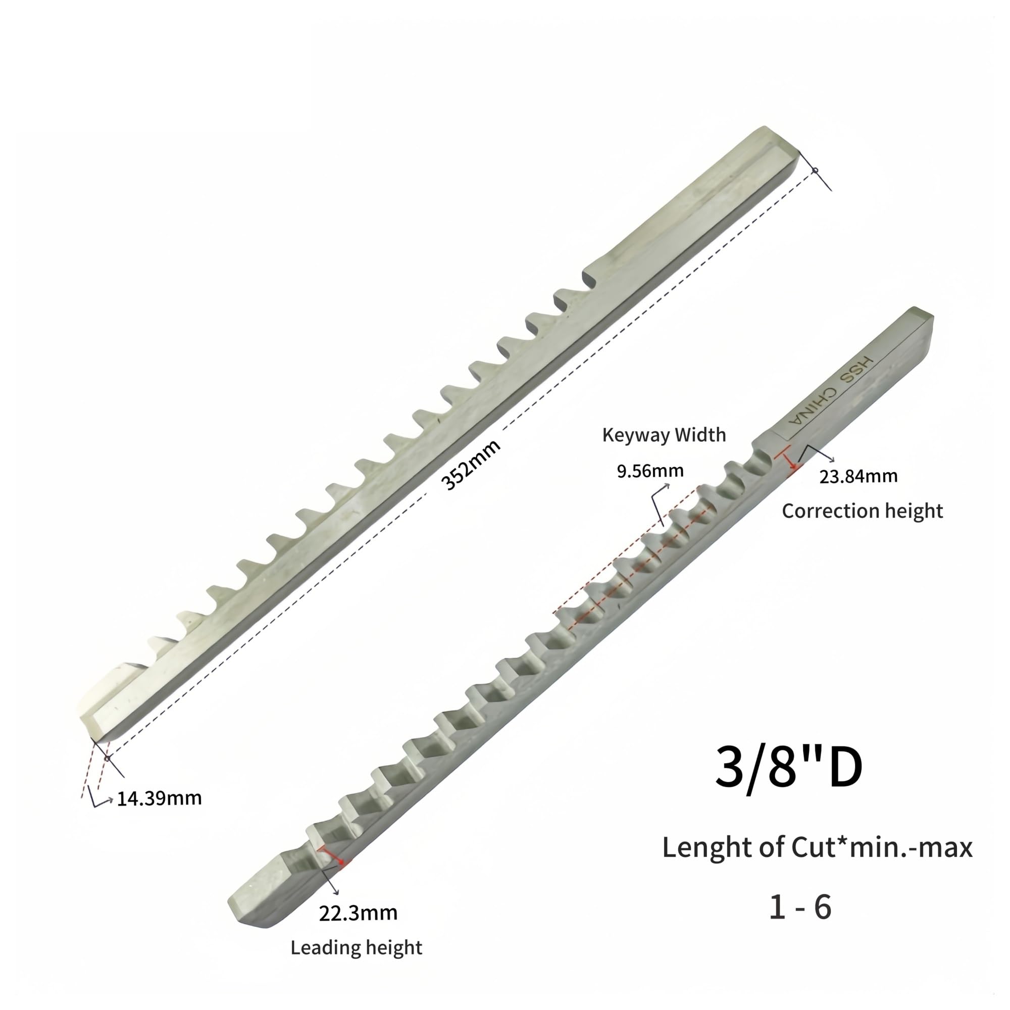 Outil de Coupe de rainure de clavette en Acier Rapide à Type de poussée D pour Machine CNC D1-10/12/14 mm pour Le Travail des métaux, Tour (3/8D)