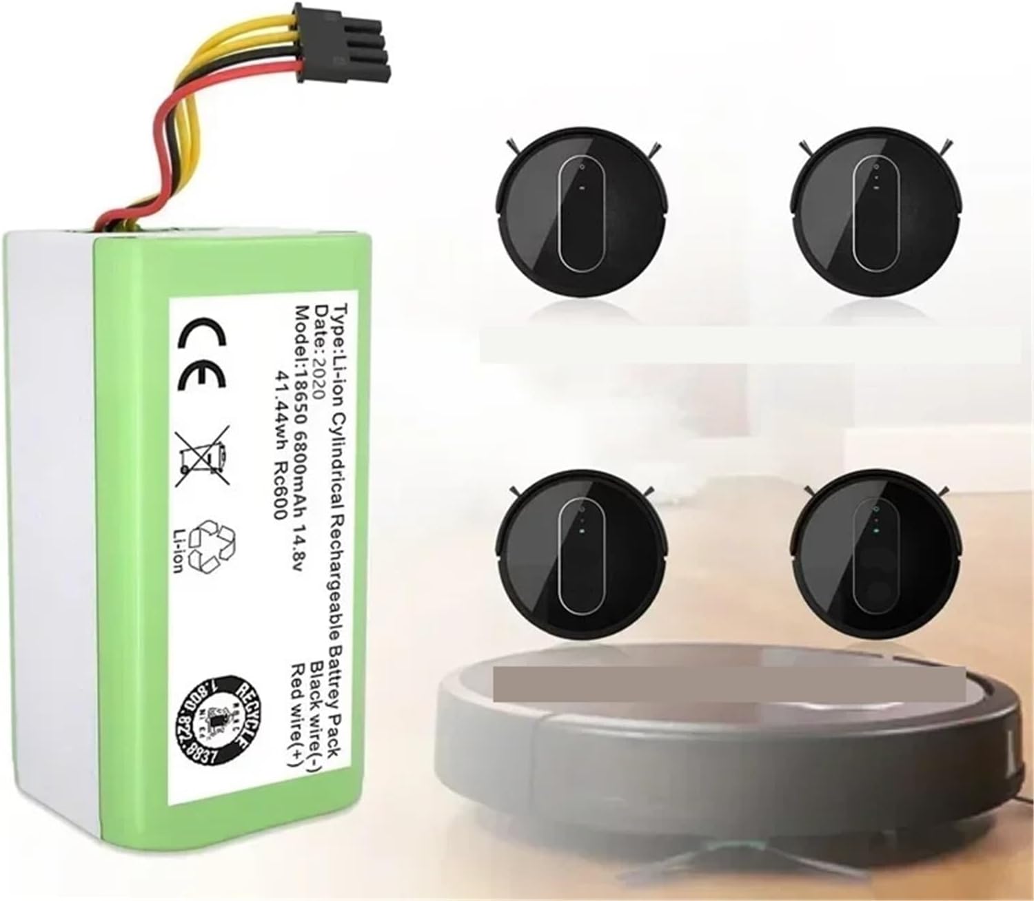 14.4V 2800mAh Li-lon Battery, Compatible For Cecotec, Compatible For Conga, 1290 1390 1490 1590 Genio Deluxe 370 Vacuum Cleaner(4800mAh)